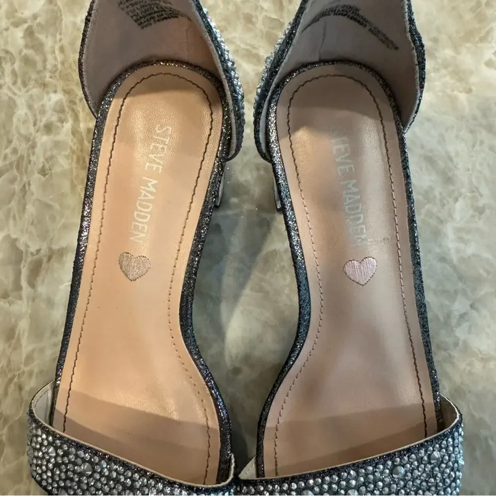 Steve Madden Kids Rhinestone Ankle Strap Heeled Sandals size 2 kids
